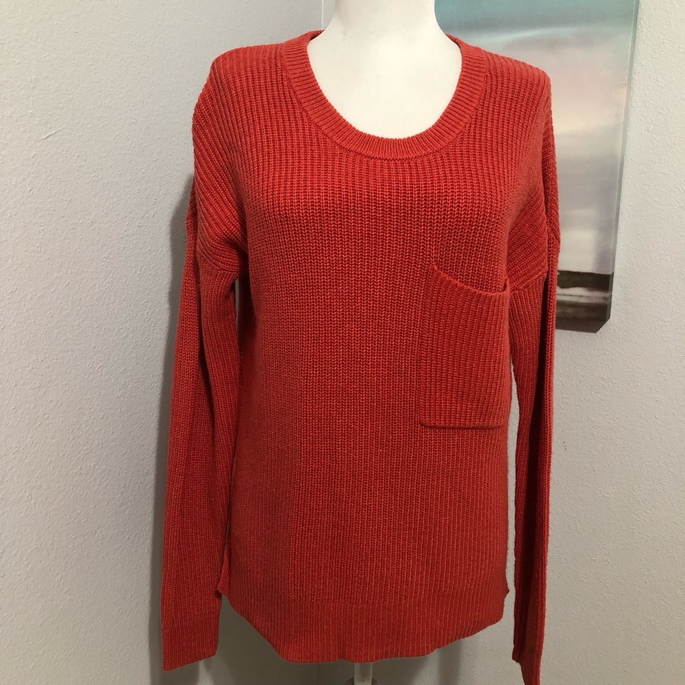 Madewell Women's Vibrant Orange Red Crew Neck Sweater